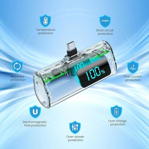 شاحن محمول صغير لهاتف iPhone 17/16، بنك طاقة PD USB C بقدرة 5500 مللي أمبير في الساعة، حزمة بطارية لشاحن الهاتف بجيب السفر لسلسلة iPhone 17/17 Pro Max/16/16 Pro/15، وSamsung Galaxy Android وما إلى ذلك in Kuwait