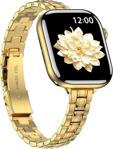 حزام معدني ضيق متوافق مع أساور ساعة Apple 38 مم 40 مم 41 مم 42 مم 44 مم 45 مم 46 مم 49 مم (السلسلة 11 10 9 8 7 6 5 4 3 2 1 SE Ultra)، أحزمة iWatch رفيعة مصنوعة من الفولاذ المقاوم للصدأ للنساء in Kuwait