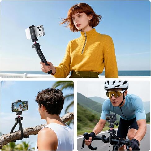 ULANZI MT-91 حامل ثلاثي الأخطبوط المرن للهاتف، GoPro والكاميرا، حامل ثلاثي صغير 3 في 1 مع جهاز تحكم عن بعد بلوتوث، CKA سريع التحرير مع برغي 1/4، محول GoPro، 360 قابل للتعديل لمدونات الفيديو، صور شخصية، تسجيل الفيديو in Saudi Arabia