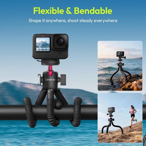 ULANZI MT-91 حامل ثلاثي الأخطبوط المرن للهاتف، GoPro والكاميرا، حامل ثلاثي صغير 3 في 1 مع جهاز تحكم عن بعد بلوتوث، CKA سريع التحرير مع برغي 1/4، محول GoPro، 360 قابل للتعديل لمدونات الفيديو، صور شخصية، تسجيل الفيديو in Saudi Arabia