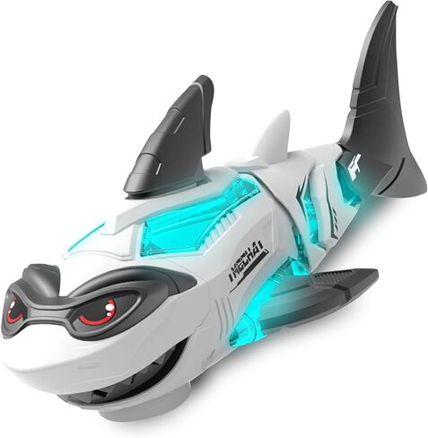 Shark Toy Interactive Crawling Shark Toys with Music and Lights, Auto-Direction Change Crawling Walking Toy Gift for Infants Toddlers 3 4 5 Year Old, Boy Girl Birthday in Saudi Arabia