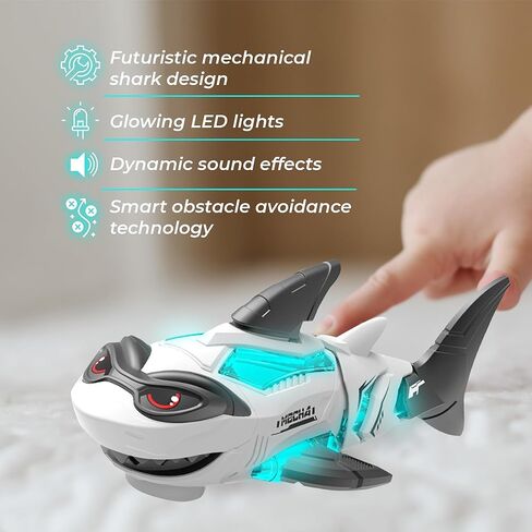 Shark Toy Interactive Crawling Shark Toys with Music and Lights, Auto-Direction Change Crawling Walking Toy Gift for Infants Toddlers 3 4 5 Year Old, Boy Girl Birthday in Saudi Arabia