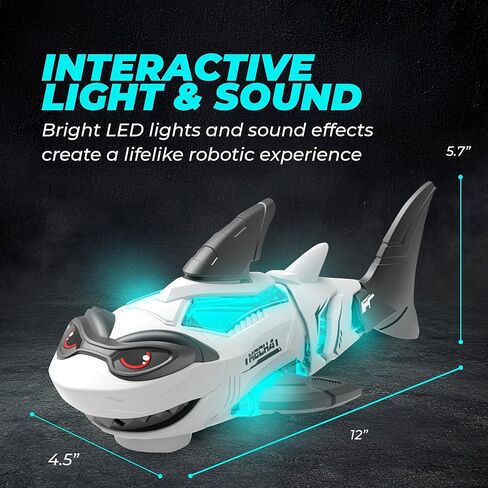 Shark Toy Interactive Crawling Shark Toys with Music and Lights, Auto-Direction Change Crawling Walking Toy Gift for Infants Toddlers 3 4 5 Year Old, Boy Girl Birthday in Saudi Arabia