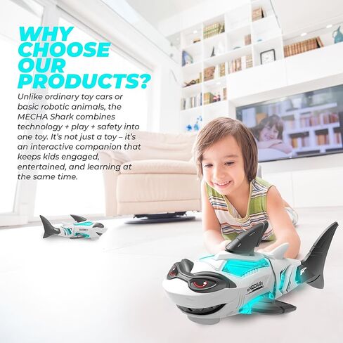 Shark Toy Interactive Crawling Shark Toys with Music and Lights, Auto-Direction Change Crawling Walking Toy Gift for Infants Toddlers 3 4 5 Year Old, Boy Girl Birthday in Saudi Arabia