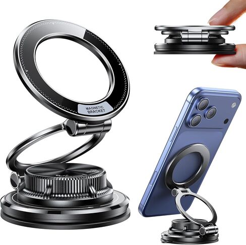 Ultra-Thin Vacuum Gel Magnetic Phone Holder for Car, [95LBS Max Suction] 360° Adjustable [All Zinc-Alloy] Cell Phone Car Mount for MagSafe, Fit for iPhone 17 Pro Max/16/15/14/13/12 & Android in Saudi Arabia