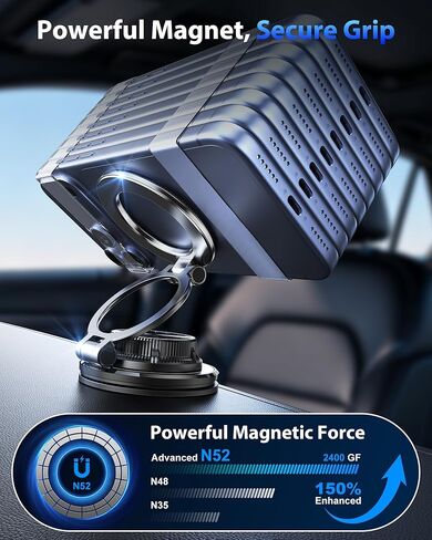 Ultra-Thin Vacuum Gel Magnetic Phone Holder for Car, [95LBS Max Suction] 360° Adjustable [All Zinc-Alloy] Cell Phone Car Mount for MagSafe, Fit for iPhone 17 Pro Max/16/15/14/13/12 & Android in Saudi Arabia