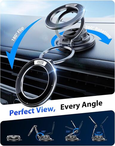 Ultra-Thin Vacuum Gel Magnetic Phone Holder for Car, [95LBS Max Suction] 360° Adjustable [All Zinc-Alloy] Cell Phone Car Mount for MagSafe, Fit for iPhone 17 Pro Max/16/15/14/13/12 & Android in Saudi Arabia