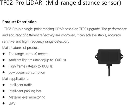 Benewake TF02-Pro LiDAR Sensor - IP65 LiDAR Rangefinder 40m Laser Radar with Strong Light Resistance for UAVs and Smart Traffic Systems (UART/I2C/IO) in Saudi Arabia