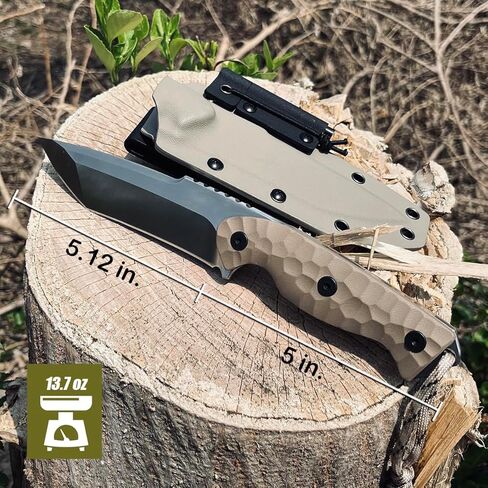 سكين النجاة الفولاذي VG-10 بمقبض G10 وغمد K - سكين خارجي تكتيكي مقاس 10 بوصات، طقم إشعال النار، حمل متعدد المواضع in Kuwait