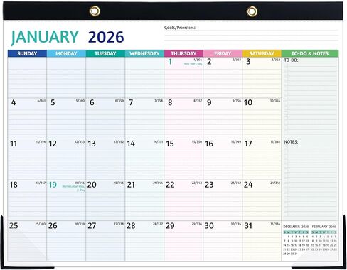 2025-2026 Desk Calendar – Jul 2025 – Dec 2026, 18 Monthly Desk Calendar 2025-2026 Large, 22'' x 17'', 2025 Desk/Wall Calendar with Desk Pad, To-do Lists, Ruled Blocks, Corner Protectors in Saudi Arabia