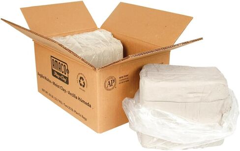 Amaco 45015Y Moist Earthenware Modeling Clay, Low Fire, Multi-Purpose, #25 White in Saudi Arabia