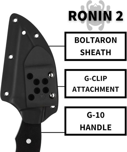 سكين Spyderco Ronin 2 ذو الشفرة الثابتة مع شفرة CTS BD1 من الفولاذ المقاوم للصدأ مقاس 4.08 بوصة وغمد بولتارون مصبوب خصيصًا - PlainEdge - FB09GP2 in Kuwait