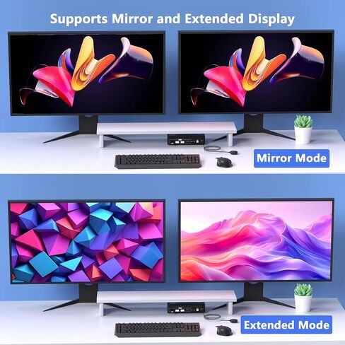 8K @ 60 هرتز HDMI DisplayPort KVM Switch 2 شاشات 2 جهاز كمبيوتر، 4K @ 120 هرتز شاشة مزدوجة KVM مفاتيح HDMI DisplayPort لجهازي كمبيوتر يشاركان شاشتين و4 أجهزة USB لمحرك الأقراص الصلبة لطابعة ماوس لوحة المفاتيح in Kuwait