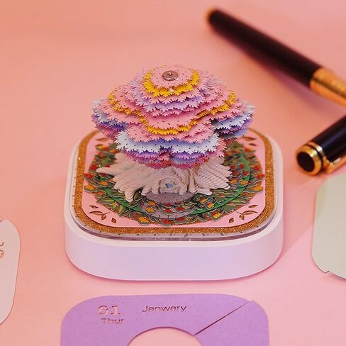 تقويم RORA ثلاثي الأبعاد لعام 2026، تقويم قطعة وقت المكتب 2026، مفكرة فنية ورقية ثلاثية الأبعاد قابلة للتمزيق، تقويم مكتب إبداعي ثلاثي الأبعاد، هدية نحت الورق DIY (لغة الورود) in Kuwait