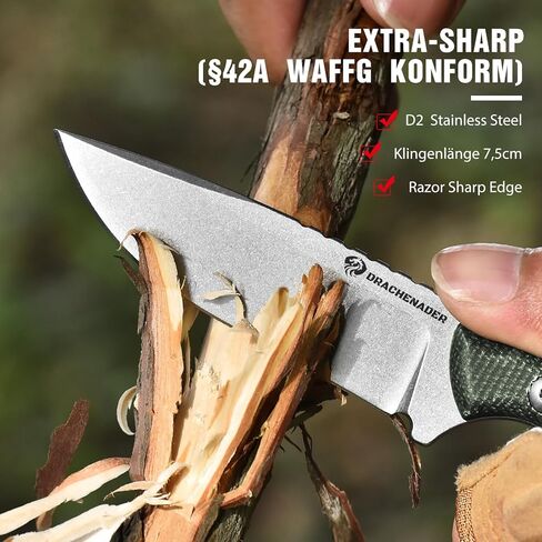 سكين ذو نصل ثابت صغير مقاس 7 بوصات GT3، فولاذ Tang D2 كامل، مقبض Micarta، غمد Kydex ومشبك جيب، EDC، سكين التخييم والتنزه سيرًا على الأقدام (أبيض-أخضر) in Kuwait