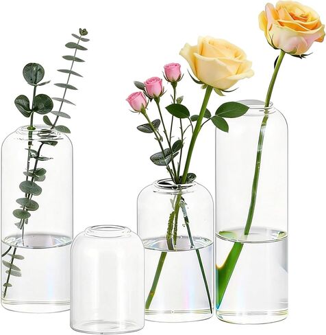 Glasseam Glass Bud Vase for Centerpieces, 12pcs Small Flower Vase in Bulk for Single Rose Bouquet, Modern Minimalis Clear Table Centerpieces for t Wedding Party Living Room Bathroom Kitchen Home Decor in Saudi Arabia