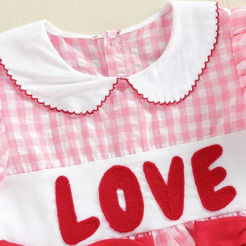 Baby Girl Clothes Toddler Valentines Day Dress Heart Bow Short Sleeve Smocked Dress Princess Dress Spring Outfit in Saudi Arabia