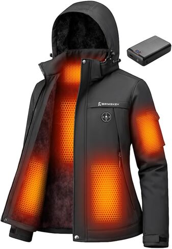 سترة دافئة من الجرافين للنساء مع بطارية 20000 مللي أمبير في الساعة وبطانة من الصوف معطف نسائي ساخن مقاوم للماء ومقاوم للرياح in Kuwait