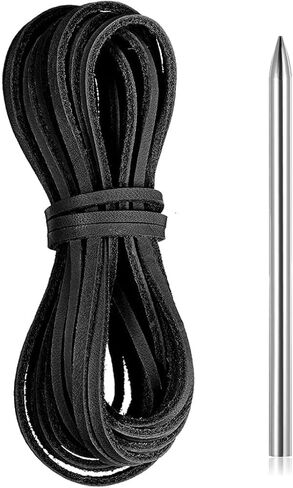 10 ياردات مسطحة من الجلد الأصلي ، حزام جلدي ، شرائط جلدية 4 مم ، مناسبة للنسج ، الضفافة ، الأحذية ، صنع المجوهرات ، والحرف (تشمل إبرة الدانتيل 1) (بني) in Kuwait