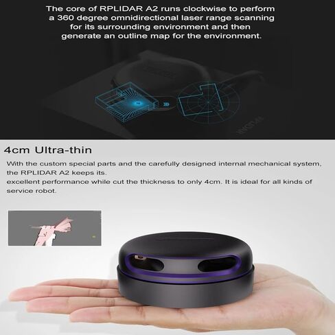 SLAMTEC RPLIDAR A2M12 360-Degree Laser Radar Scanner - High-Performance 2D Lidar Sensor for Robot Navigation and Environmental Modeling Interactive Projection in Saudi Arabia