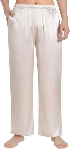 Latuza Women's Petite Satin Lounge Pants Silky Wide Leg Pajama Pants in Saudi Arabia
