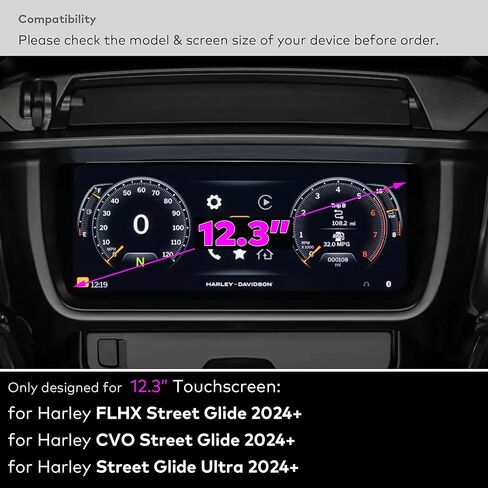 Tempered Glass Screen Protector Compatible with Harley-Davidson FLTRXSTSE Road Glide, CVO Road Glide ST/RR 2024 2025 2026 Instrument 12.3 Inch Touchscreen Anti Scratch/Fingerprint (HD Clear) in Saudi Arabia