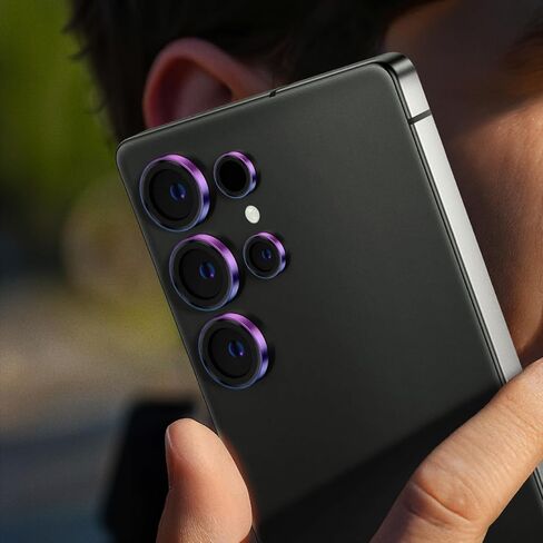واقي عدسة الكاميرا AMAZINGthing لهاتف Samsung Galaxy S25 Ultra، زجاج مقسى 9H، مضاد للانعكاس، صديق للحافظة، سهل التركيب، أسود in Kuwait