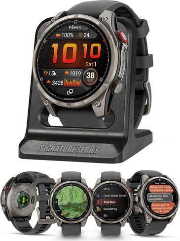 Garmin Fenix 8 Pro, 47mm, AMOLED Display, Premium Multisport GPS Smartwatch, inReach Technology for Emergency Survival, Health Tracking | Titanium/Graphite, Signature Series Modern Power Stand in Saudi Arabia