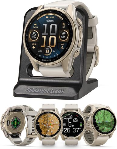 Garmin Fenix 8 Pro, 47mm, AMOLED Display, Premium Multisport GPS Smartwatch, inReach Technology for Emergency Survival, Health Tracking | Titanium/Graphite, Signature Series Modern Power Stand in Saudi Arabia