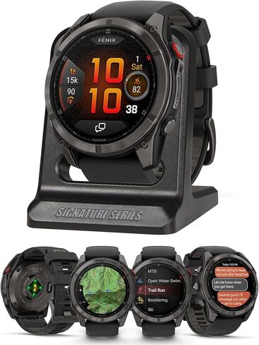 Garmin Fenix 8 Pro, 47mm, AMOLED Display, Premium Multisport GPS Smartwatch, inReach Technology for Emergency Survival, Health Tracking | Titanium/Graphite, Signature Series Modern Power Stand in Saudi Arabia