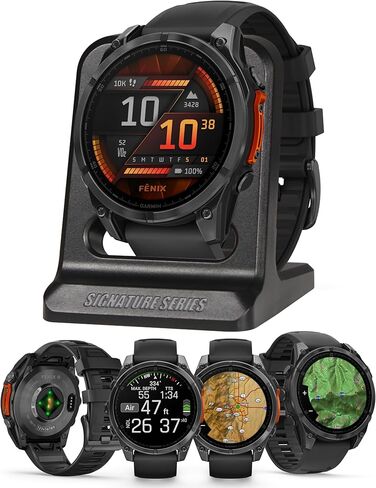 Garmin Fenix 8 Pro, 47mm, AMOLED Display, Premium Multisport GPS Smartwatch, inReach Technology for Emergency Survival, Health Tracking | Titanium/Graphite, Signature Series Modern Power Stand in Saudi Arabia
