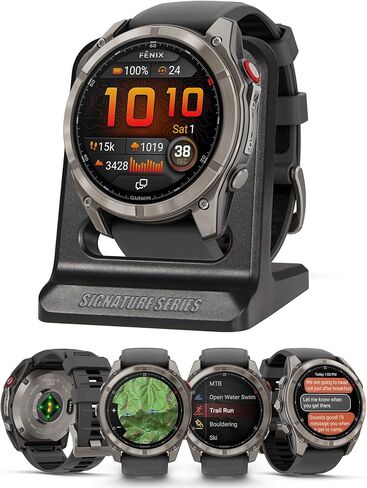 Garmin Fenix 8 Pro, 47mm, AMOLED Display, Premium Multisport GPS Smartwatch, inReach Technology for Emergency Survival, Health Tracking | Titanium/Graphite, Signature Series Modern Power Stand in Saudi Arabia