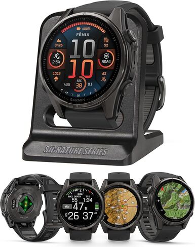 Garmin Fenix 8 Pro, 47mm, AMOLED Display, Premium Multisport GPS Smartwatch, inReach Technology for Emergency Survival, Health Tracking | Titanium/Graphite, Signature Series Modern Power Stand in Saudi Arabia