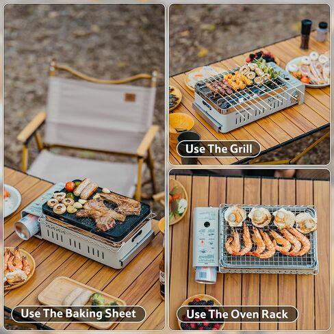 Naturehike Butane Grill Stove Outdoor Camping Stove Portable with Detachable 4-Piece Cookware Set with Carrying Bag for Picnic Backpacking and Tailgating in Saudi Arabia