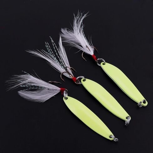 Spoon Fishing Lures Metal Jigs, Luminous Fishing Spoon, Glow Jigging Metal Hard Spinning Lure Bait in Saudi Arabia