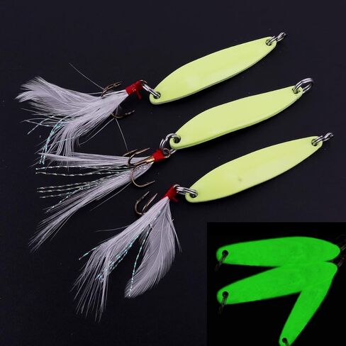 Spoon Fishing Lures Metal Jigs, Luminous Fishing Spoon, Glow Jigging Metal Hard Spinning Lure Bait in Saudi Arabia