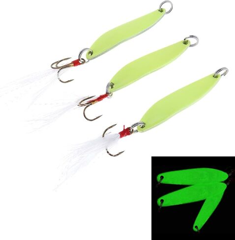 Spoon Fishing Lures Metal Jigs, Luminous Fishing Spoon, Glow Jigging Metal Hard Spinning Lure Bait in Saudi Arabia