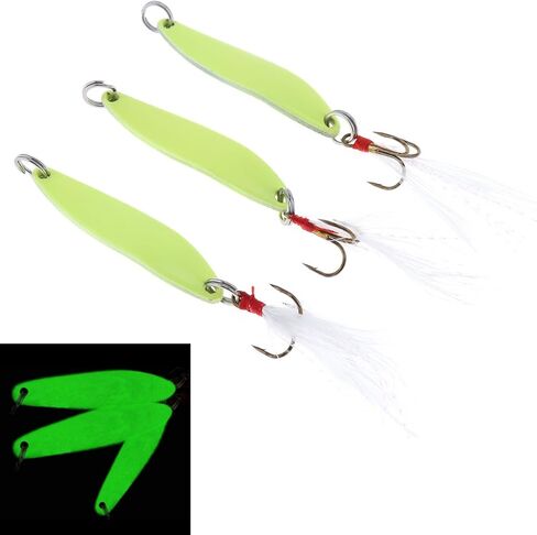 Spoon Fishing Lures Metal Jigs, Luminous Fishing Spoon, Glow Jigging Metal Hard Spinning Lure Bait in Saudi Arabia