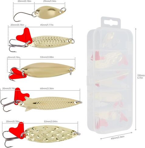 10pcs Metal Fishing Lures Metal Spoon Spinner Baits Hard Baits, Fishing Spinnerbait Spoons for Trout Bass Salmon in Saudi Arabia