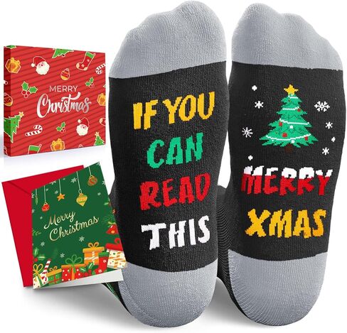 HAPPYPOP Christmas Gift Ideas for Women - Christmas Secret Santa Gifts for Men, Light Holiday Socks, Xmas Stocking Stuffers for Teens with Greeting Card in Saudi Arabia