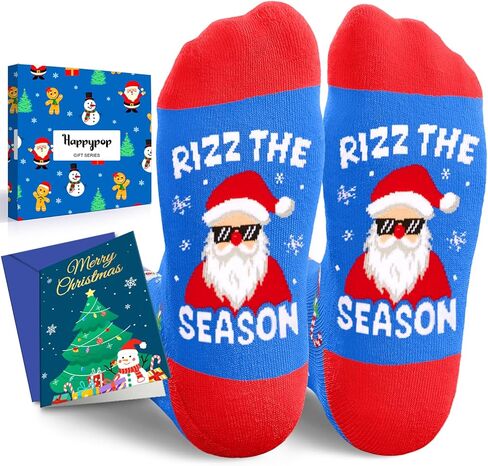 HAPPYPOP Christmas Gift Ideas for Women - Christmas Secret Santa Gifts for Men, Light Holiday Socks, Xmas Stocking Stuffers for Teens with Greeting Card in Saudi Arabia