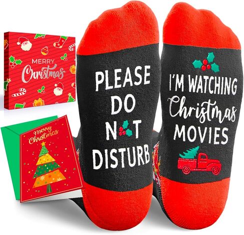 HAPPYPOP Christmas Gift Ideas for Women - Christmas Secret Santa Gifts for Men, Light Holiday Socks, Xmas Stocking Stuffers for Teens with Greeting Card in Saudi Arabia