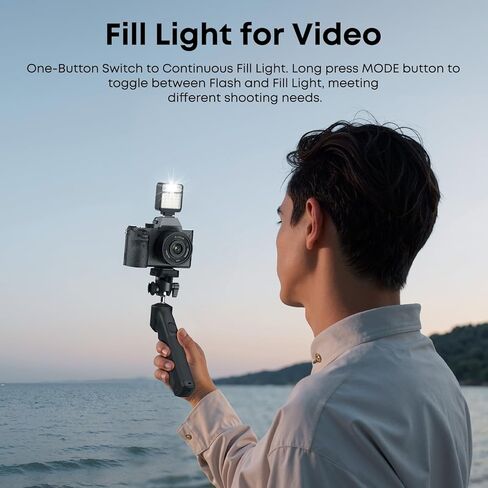 XIAOTJ كاميرا فلاش صغيرة Speedlite مع ضوء فيديو، 800+ ومضة/GN8 6500K/4 مستويات طاقة مع حذاء ساخن باتصال واحد، فلاش كاميرا لـ Canon/Sony zv1/zve10/Nikon/Fujifilm، وليس لسوني ZV-1F in Saudi Arabia