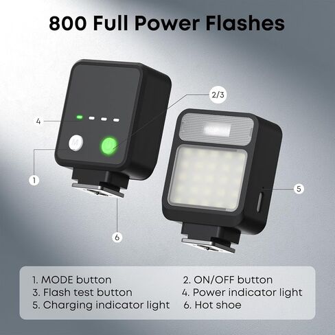 XIAOTJ كاميرا فلاش صغيرة Speedlite مع ضوء فيديو، 800+ ومضة/GN8 6500K/4 مستويات طاقة مع حذاء ساخن باتصال واحد، فلاش كاميرا لـ Canon/Sony zv1/zve10/Nikon/Fujifilm، وليس لسوني ZV-1F in Saudi Arabia