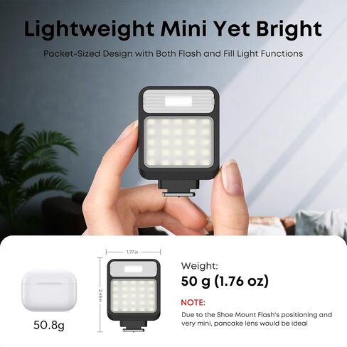 XIAOTJ كاميرا فلاش صغيرة Speedlite مع ضوء فيديو، 800+ ومضة/GN8 6500K/4 مستويات طاقة مع حذاء ساخن باتصال واحد، فلاش كاميرا لـ Canon/Sony zv1/zve10/Nikon/Fujifilm، وليس لسوني ZV-1F in Saudi Arabia