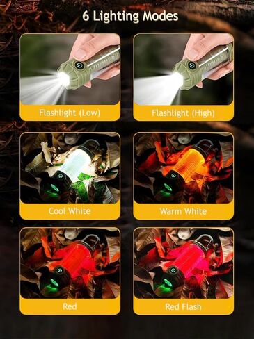 Flamix 2-in-1 LED Camping Lanterns and flashlights for Hurricane, Hiking, Home, Emergency, Rechargeable Camping Lantern with 6 Lighting Modes, IPX4 Waterproof, Compact Design, One-Hand Hold, Green in Saudi Arabia