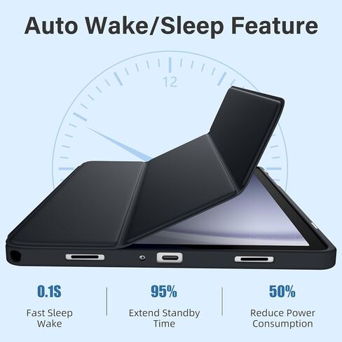 Akkerds متوافق مع حافظة Galaxy Tab A11 Plus 11" 2026/ A9 Plus مقاس 11 بوصة 2023، غطاء واقٍ ناعم نحيف من مادة TPU مع حامل ثلاثي الطي وتنشيط/غفو تلقائي لجهاز Galaxy A11+/ A9+ 5G، أسود in Saudi Arabia