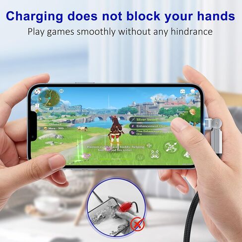 كابل USB-C إلى Lightning 90 درجة بطول 6.6 أقدام - موصل دوار مزدوج 180 درجة، شحن سريع 3A ومزامنة بيانات 480 ميجابت في الثانية، شاحن iPhone معتمد من MFi لـ CarPlay، iPhone 14/13/12/11/X، iPad، AirPods in Kuwait