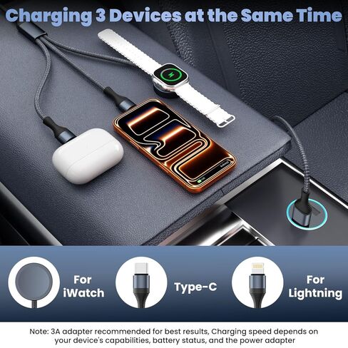 Cruise Essentials,3 in 2 USB C Cable for Watch Charger/iPhone 17 Charger Cable Designed for iWatch Chargers,Multi Charging Cable Compatible with iPhone 17-11/iWatch All Series 5FT 2PS in Saudi Arabia