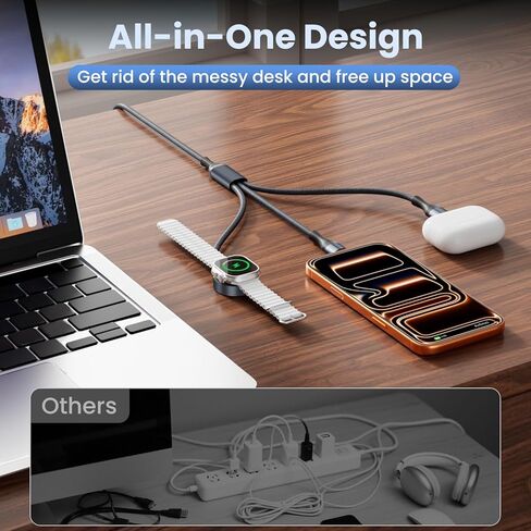 Cruise Essentials,3 in 2 USB C Cable for Watch Charger/iPhone 17 Charger Cable Designed for iWatch Chargers,Multi Charging Cable Compatible with iPhone 17-11/iWatch All Series 5FT 2PS in Saudi Arabia